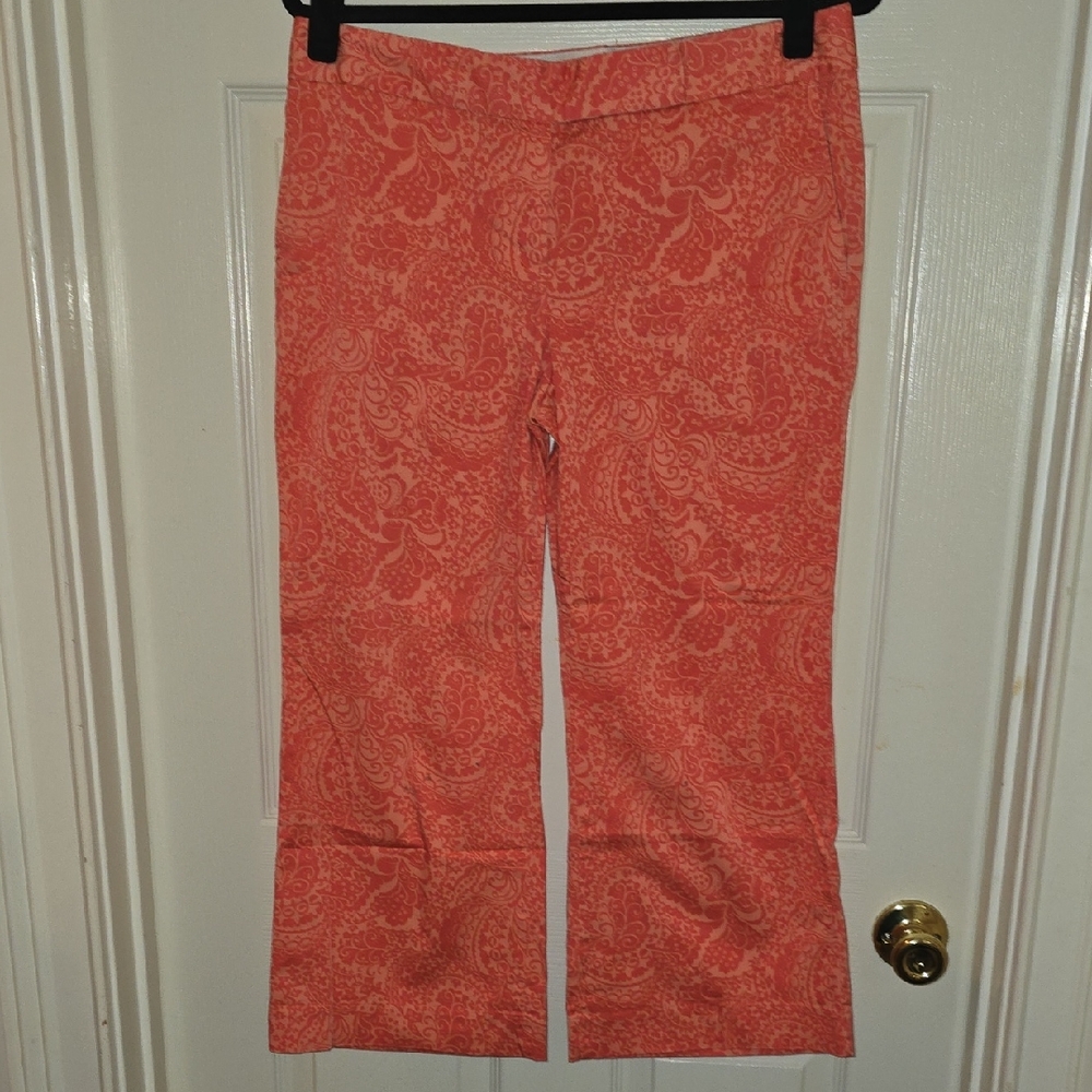 Express Coral Paisley Cropped Pants